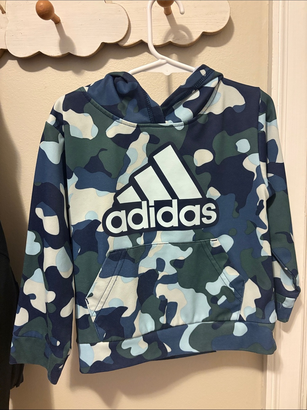 adidas Kids Navy & Green Camo Hooded Sweatshirt